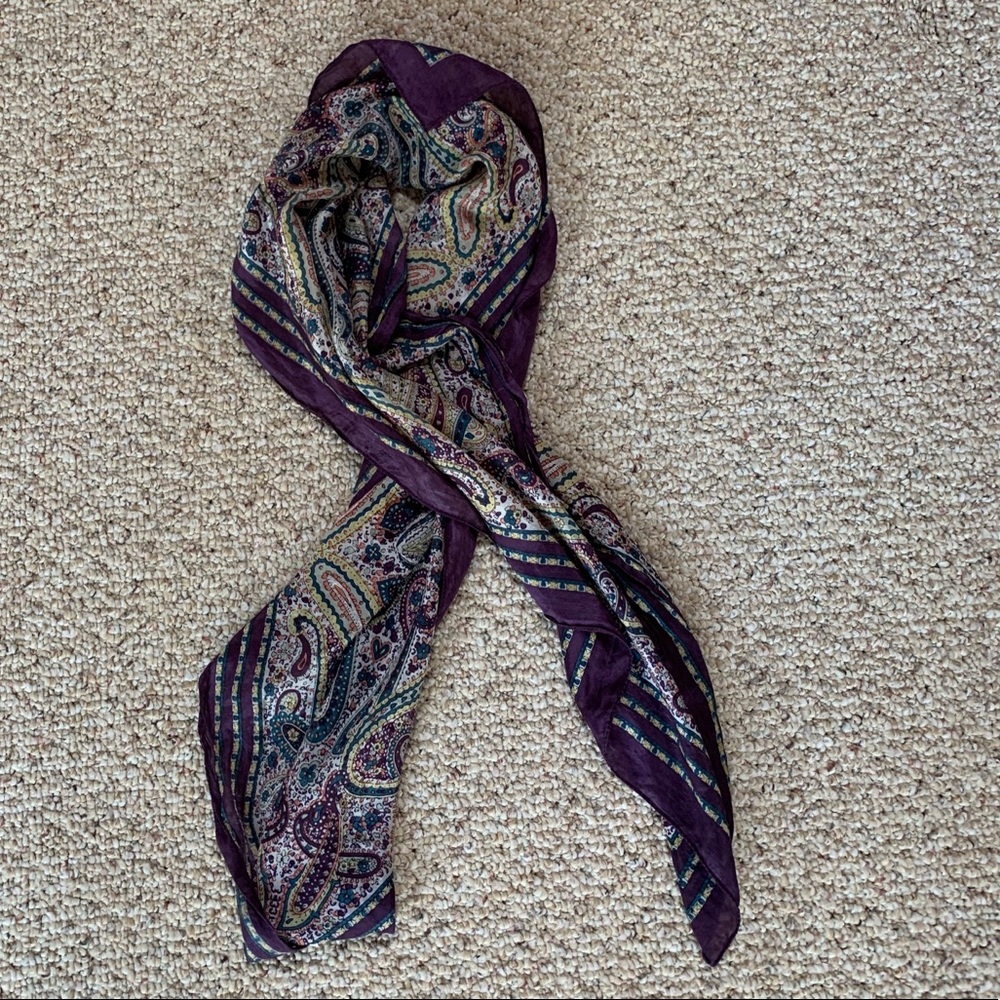 LUCKY BRAND Boho Floral Paisley Silk Scarf Boho